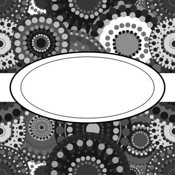 Patterned frame background invitation circular ornament grey bla Illustrazione stock
