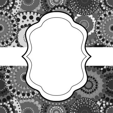 Patterned frame background invitation circular ornament grey bla Illustrazione stock