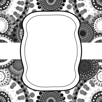 Patterned frame background invitation circular ornament grey bla Stockillustratie