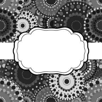 Patterned frame background invitation circular ornament grey bla Stockillustratie