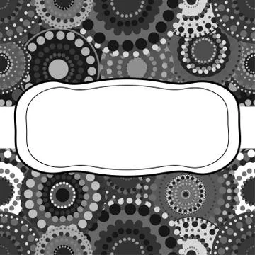 Patterned frame background invitation circular ornament grey bla Illustrazione stock