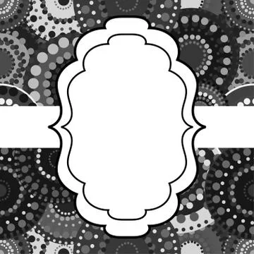 Patterned frame background invitation circular ornament grey bla Stockillustratie