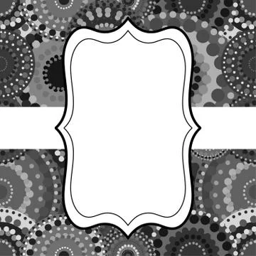 Patterned frame background invitation circular ornament grey bla Illustrazione stock