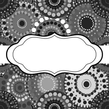 Patterned frame background invitation circular ornament grey bla Stockillustratie