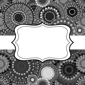 Patterned frame background invitation circular ornament grey bla Stockillustratie