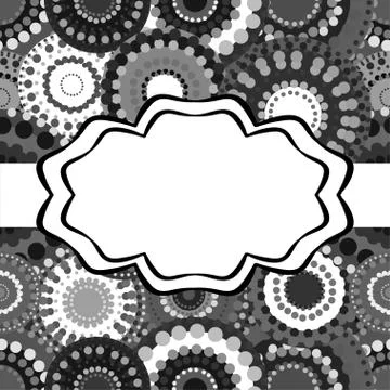 Patterned frame background invitation circular ornament grey bla Illustrazione stock