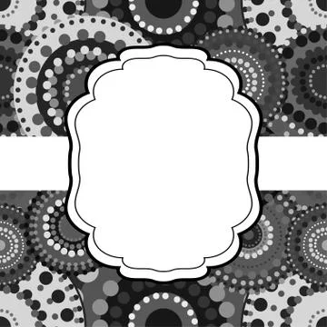 Patterned frame background invitation circular ornament grey bla Stockillustratie