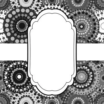 Patterned frame background invitation circular ornament grey bla Illustrazione stock