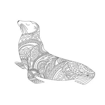 Patterned fur seal Stock Illustration