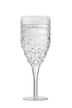 A patterned glass filled with sparkling water. Isolated. Sparkling water. 3d Illustrazione stock