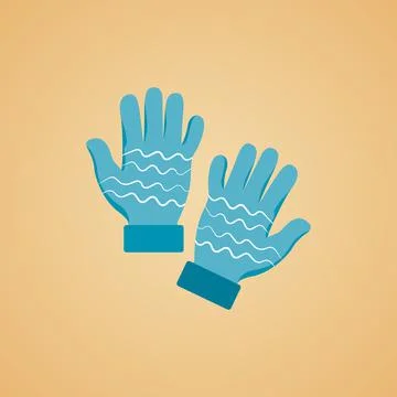 Patterned gloves knitted with woolen thread. Vector Stock Illustration