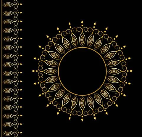 Patterned golden frame and border Stock Illustration