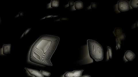 Patterned graphic shapes distorting like lenses in darkness. Stockbeeldmateriaal 335424523