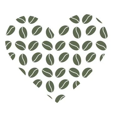 Patterned heart shape of coffee beans silhouette in minimalistic style Abstract Stock Illustration