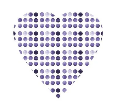 Patterned heart shape. Set of colorful watercolor hand painted circle isola.. Illustrazione stock