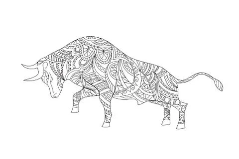 Patterned isolated bull Stock Illustration