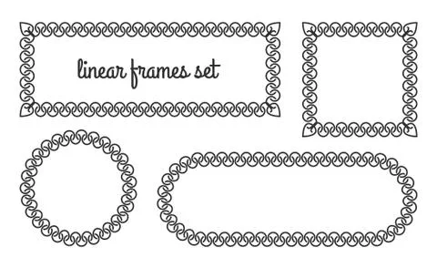 Patterned linear frames on a white background, simple shapes 스톡 일러스트