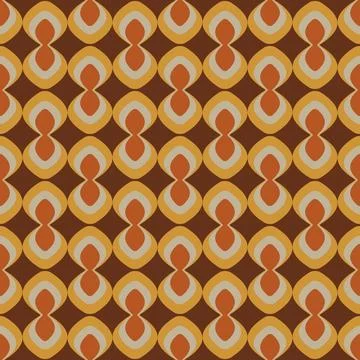 A patterned orange and brown fabric with a design of circles and triangles Stock Illustration