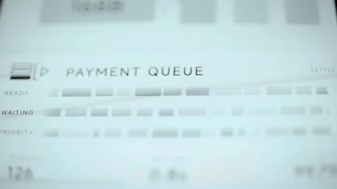 Patterned payment queue blocks in ready waiting and priority rows Stock Photos