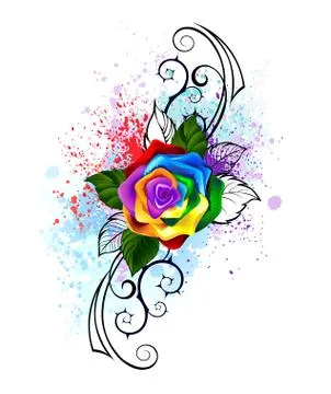 Patterned rainbow rose Stock Illustration