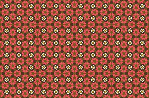 A patterned red and brown fabric with a floral design Stock Illustration