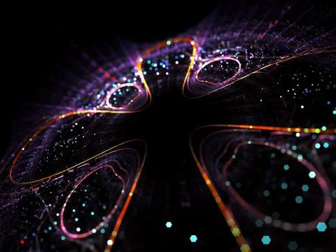 Patterned Shine Flower Background with Bokeh Effect   - Fractal Art Illustrazione stock