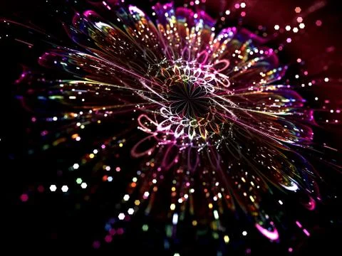 Patterned Shine Flower Background with Bokeh Effect   - Fractal Art Illustrazione stock