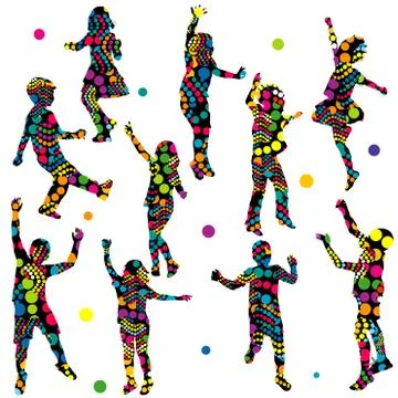 Patterned silhouettes of children Stock Illustration