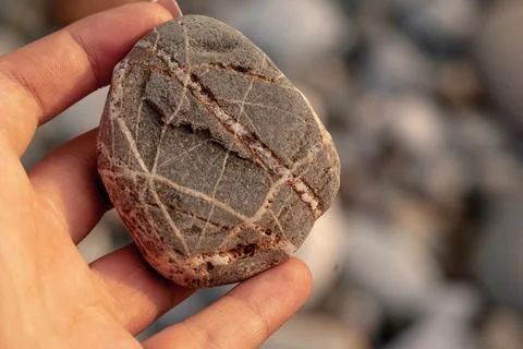 Patterned Stone in Hand Stock Photos
