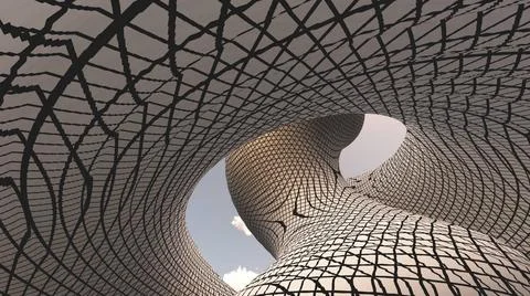 Patterned structiure Patterned structiure. Alien tower. 3D rendering Copyr... Foto stock