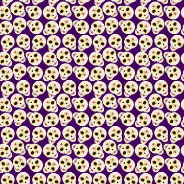 Patterned Sugar sculls Seamless pattern. Day of the dead greeting background Stock Illustration