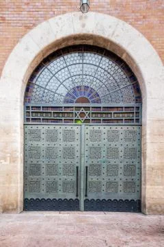 Patterned synagogue door Stock Photos