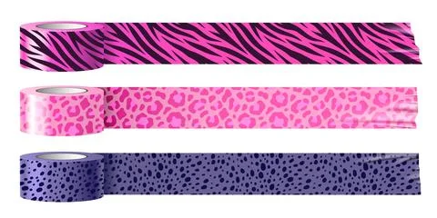 Patterned tapes. Duct tape rolls. Animal pattern. Zebra and leopard colorful Stock Illustration