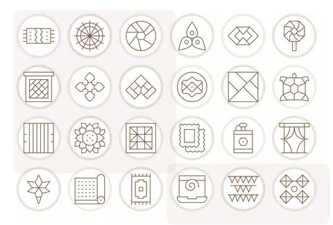 Patterned Vector Graphics Pack including 24 Thin Line 64x64 PIXEL Perfect Ico 스톡 일러스트