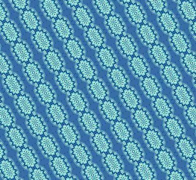 Patterned wallpaper-style design rendered in deep sea blue, teal surf, mint foam イラスト素材