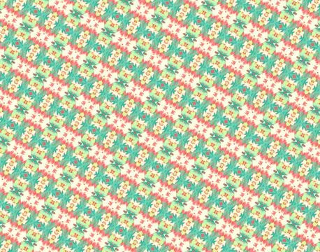 Patterned wallpaper-style design rendered in deep teal, sea foam, bright leaf, l Stock Illustration
