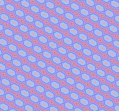 Patterned wallpaper-style design in royal blue, baby blue, lime tint, coral red Stock Illustration