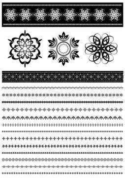 Patterns and collection patterned border Stock Illustration