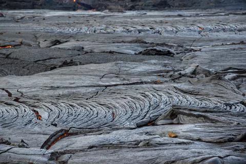 Patterns and forms of lava from an active volcanic eruption. 写真素材