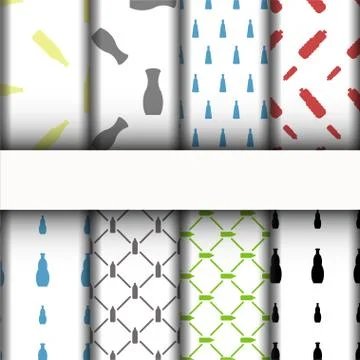 Patterns and texture, bottle icons set. Stock Illustration