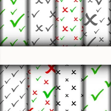Patterns and texture, Check marks icons set. Illustrazione stock