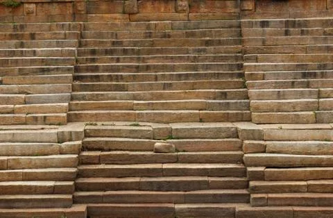 Patterns and textures of Ancient indian rock steps close up Stock Photos