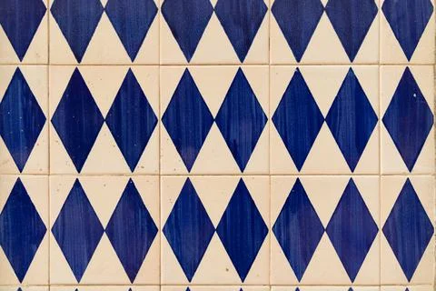 Patterns and textures on beautiful painted tiles in Portugal Stock Photos