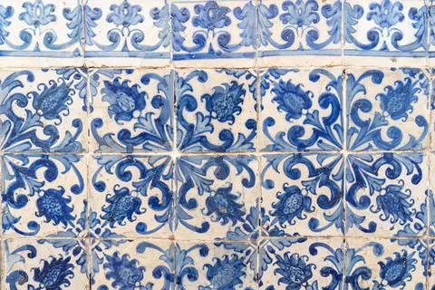 Patterns and textures on beautiful painted tiles in Portugal Stock-Fotos