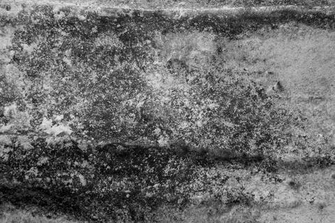Patterns and textures of a rock wall with holes, black and white Stock Photos