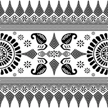 The patterns are arranged in a repeating sequence, with each border-like design. Stock Illustration