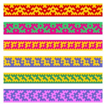 Patterns based on Khanty-Mansi Siberian folk ornaments set Stock Illustration