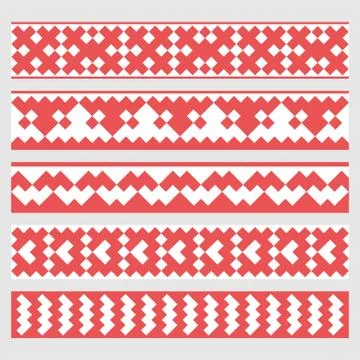 Patterns based on Khanty-Mansi Siberian folk ornaments set Stock Illustration