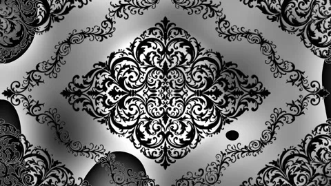 Patterns of black and white design with intricate shapes and curves Stock Footage 342606234