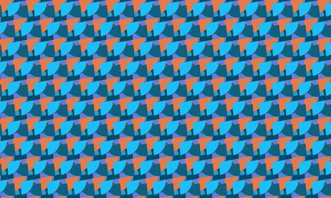 Patterns blue and orange overlapping curved shapes Stockillustratie